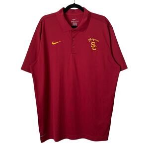 Nike USC Trojans Polo Shirt Mens XL Red Dri Fit‎ Short Sleeve Performance Sports